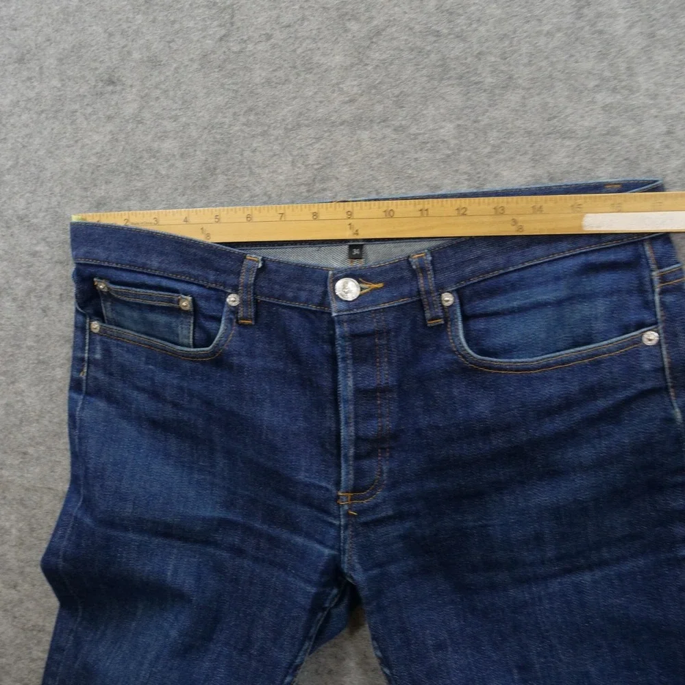 APC Jeans Mens 34 Blue Petit Standard Slim Straight Denim Button Fly Dark Wash